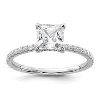 14K White Gold 1.38 Carat Certified Lab Grown Diamond VS+ F+ Princess Complete Solitaire Ring with Flair Engagement view 1