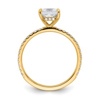14K Yellow Gold 1.38 Carat Certified Lab Grown Diamond VS+ F+ Princess Complete Solitaire Ring with Flair Engagement view 2