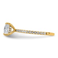 14K Yellow Gold 1.38 Carat Certified Lab Grown Diamond VS+ F+ Princess Complete Solitaire Ring with Flair Engagement view 3