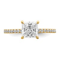 14K Yellow Gold 1.38 Carat Certified Lab Grown Diamond VS+ F+ Princess Complete Solitaire Ring with Flair Engagement view 4