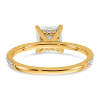 14K Yellow Gold 1.38 Carat Certified Lab Grown Diamond VS+ F+ Princess Complete Solitaire Ring with Flair Engagement view 5