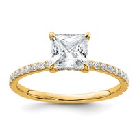 14K Yellow Gold 1.38 Carat Certified Lab Grown Diamond VS+ F+ Princess Complete Solitaire Ring with Flair Engagement view 1