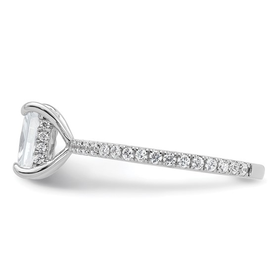 14k White Gold 1 1/3 carat Certified Lab Grown Diamond VS/SI+ G+ Radiant Complete Solitaire with Flair Engagement Ring