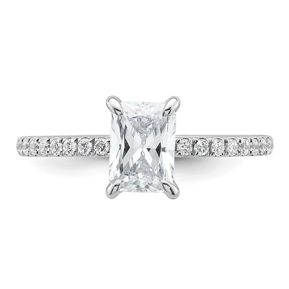 14k White Gold 1 1/3 carat Certified Lab Grown Diamond VS/SI+ G+ Radiant Complete Solitaire with Flair Engagement Ring