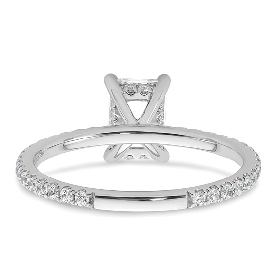 14k White Gold 1 1/3 carat Certified Lab Grown Diamond VS/SI+ G+ Radiant Complete Solitaire with Flair Engagement Ring