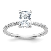 14K White Gold 1.33 Carat Certified Lab Grown Diamond VS SI+ G+ Radiant Complete Solitaire Ring with Flair Engagement view 1