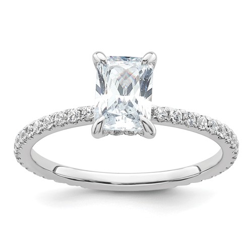14K White Gold 1.33 Carat Certified Lab Grown Diamond VS+ F+ Radiant Complete Solitaire Ring with Flair Engagement