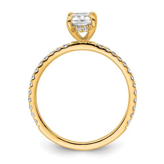 14k 1 1/3 carat Certified Lab Grown Diamond VS/SI+ G+ Radiant Complete Solitaire with Flair Engagement Ring