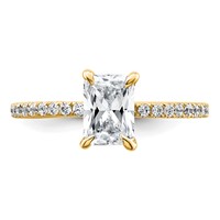 14K Yellow Gold 1.33 Carat Certified Lab Grown Diamond VS SI+ G+ Radiant Complete Solitaire Ring with Flair Engagement view 4