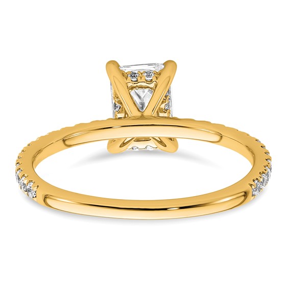 14k 1 1/3 carat Certified Lab Grown Diamond VS/SI+ G+ Radiant Complete Solitaire with Flair Engagement Ring