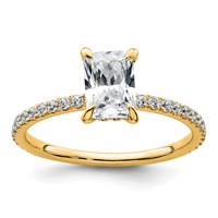 14K Yellow Gold 1.33 Carat Certified Lab Grown Diamond VS SI+ G+ Radiant Complete Solitaire Ring with Flair Engagement view 1