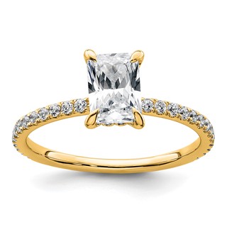 14k 1 1/3 carat Certified Lab Grown Diamond VS/SI+ G+ Radiant Complete Solitaire with Flair Engagement Ring