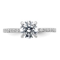 14K White Gold 1.33 Carat Certified Lab Grown Diamond VS SI+ G+ Round Complete Solitaire Ring with Flair Engagement view 4