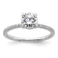 14K White Gold 1.33 Carat Certified Lab Grown Diamond VS SI+ G+ Round Complete Solitaire Ring with Flair Engagement view 1