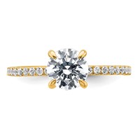 14K Yellow Gold 1.33 Carat Certified Lab Grown Diamond VS+ F+ Round Complete Solitaire Ring with Flair Engagement view 4