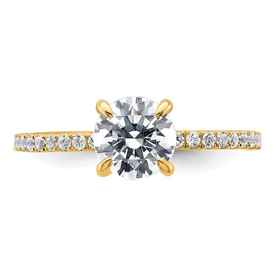 14k 1 1/3 carat Certified Lab Grown Diamond VS/SI+ G+ Round Complete Solitaire with Flair Engagement Ring