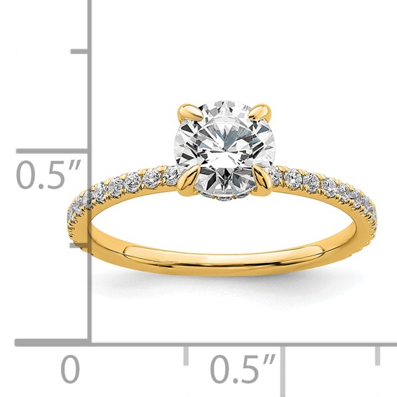14k 1 1/3 carat Certified Lab Grown Diamond VS/SI+ G+ Round Complete Solitaire with Flair Engagement Ring