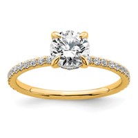 14K Yellow Gold 1.33 Carat Certified Lab Grown Diamond VS+ F+ Round Complete Solitaire Ring with Flair Engagement view 1