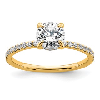 14k 1 1/3 carat Certified Lab Grown Diamond VS/SI+ G+ Round Complete Solitaire with Flair Engagement Ring