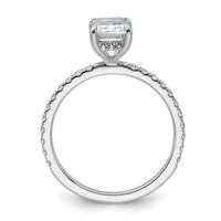 14K White Gold 2 Carat Certified Lab Grown Diamond VS+ F+ Emerald Complete Solitaire Ring with Flair Engagement view 2