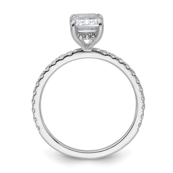 14k White Gold 2 carat Certified Lab Grown Diamond VS/SI+ G+ Emerald Complete Solitaire with Flair Engagement Ring