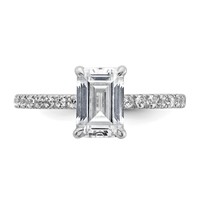 14K White Gold 2 Carat Certified Lab Grown Diamond VS+ F+ Emerald Complete Solitaire Ring with Flair Engagement view 4
