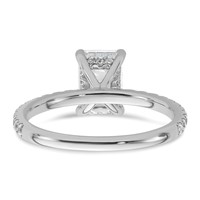 14K White Gold 2 Carat Certified Lab Grown Diamond VS+ F+ Emerald Complete Solitaire Ring with Flair Engagement view 5