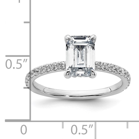 14k White Gold 2 carat Certified Lab Grown Diamond VS/SI+ G+ Emerald Complete Solitaire with Flair Engagement Ring