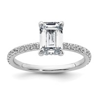 14K White Gold 2 Carat Certified Lab Grown Diamond VS+ F+ Emerald Complete Solitaire Ring with Flair Engagement view 1