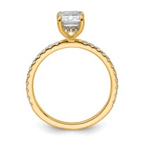 14K Yellow Gold 2 Carat Certified Lab Grown Diamond VS SI+ G+ Emerald Complete Solitaire Ring with Flair Engagement view 2