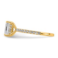 14K Yellow Gold 2 Carat Certified Lab Grown Diamond VS SI+ G+ Emerald Complete Solitaire Ring with Flair Engagement view 3