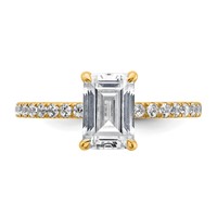 14K Yellow Gold 2 Carat Certified Lab Grown Diamond VS SI+ G+ Emerald Complete Solitaire Ring with Flair Engagement view 4