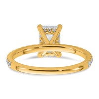 14K Yellow Gold 2 Carat Certified Lab Grown Diamond VS SI+ G+ Emerald Complete Solitaire Ring with Flair Engagement view 5