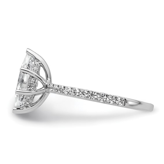 14k White Gold 2 carat Certified Lab Grown Diamond VS/SI+ G+ Marquise Complete Solitaire with Flair Engagement Ring