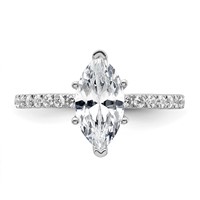 14K White Gold 2 Carat Certified Lab Grown Diamond VS SI+ G+ Marquise Complete Solitaire Ring with Flair Engagement view 4