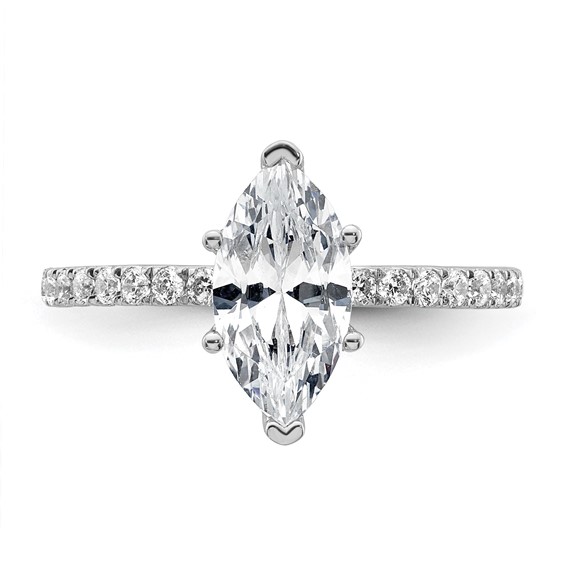 14k White Gold 2 carat Certified Lab Grown Diamond VS/SI+ G+ Marquise Complete Solitaire with Flair Engagement Ring