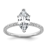 14K White Gold 2 Carat Certified Lab Grown Diamond VS SI+ G+ Marquise Complete Solitaire Ring with Flair Engagement view 1