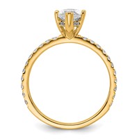 14K Yellow Gold 2 Carat Certified Lab Grown Diamond VS+ F+ Marquise Complete Solitaire Ring with Flair Engagement view 2