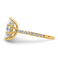 14K Yellow Gold 2 Carat Certified Lab Grown Diamond VS+ F+ Marquise Complete Solitaire Ring with Flair Engagement view 3
