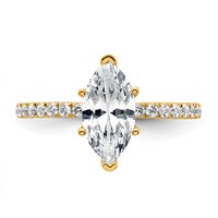 14K Yellow Gold 2 Carat Certified Lab Grown Diamond VS+ F+ Marquise Complete Solitaire Ring with Flair Engagement view 4