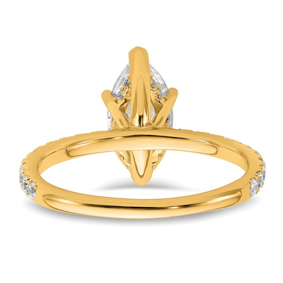 14k 2 carat Certified Lab Grown Diamond VS/SI+ G+ Marquise Complete Solitaire with Flair Engagement Ring