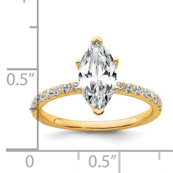 14k 2 carat Certified Lab Grown Diamond VS/SI+ G+ Marquise Complete Solitaire with Flair Engagement Ring
