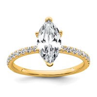 14K Yellow Gold 2 Carat Certified Lab Grown Diamond VS+ F+ Marquise Complete Solitaire Ring with Flair Engagement view 1