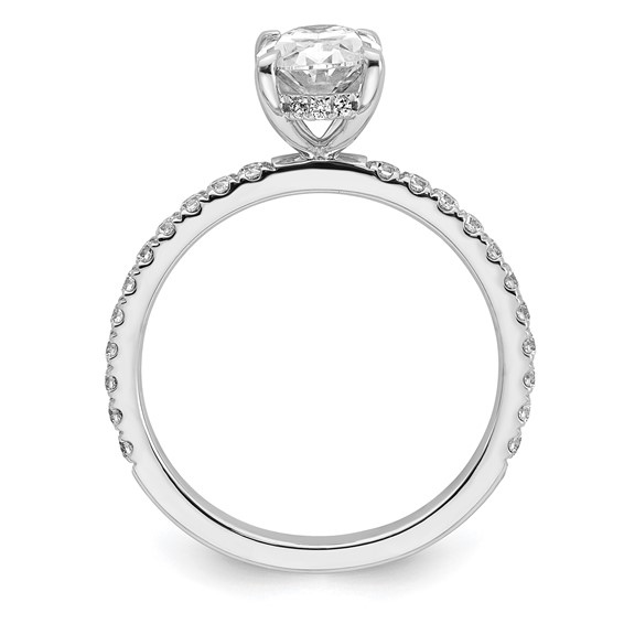 14k White Gold 1 7/8 carat Certified Lab Grown Diamond VS/SI+ G+ Oval Complete Solitaire with Flair Engagement Ring