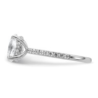 14K White Gold 1.88 Carat Certified Lab Grown Diamond VS SI+ G+ Oval Complete Solitaire Ring with Flair Engagement view 3