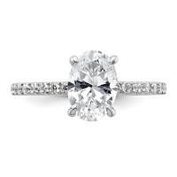 14K White Gold 1.88 Carat Certified Lab Grown Diamond VS SI+ G+ Oval Complete Solitaire Ring with Flair Engagement view 4