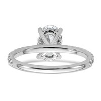 14K White Gold 1.88 Carat Certified Lab Grown Diamond VS SI+ G+ Oval Complete Solitaire Ring with Flair Engagement view 5