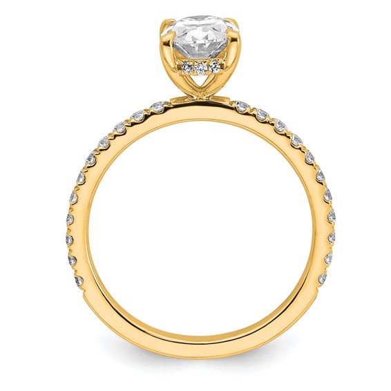 14k 1 7/8 carat Certified Lab Grown Diamond VS/SI+ G+ Oval Complete Solitaire with Flair Engagement Ring