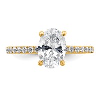 14K Yellow Gold 1.88 Carat Certified Lab Grown Diamond VS SI+ G+ Oval Complete Solitaire Ring with Flair Engagement view 4