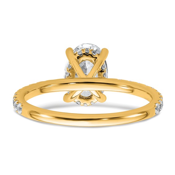 14k 1 7/8 carat Certified Lab Grown Diamond VS/SI+ G+ Oval Complete Solitaire with Flair Engagement Ring